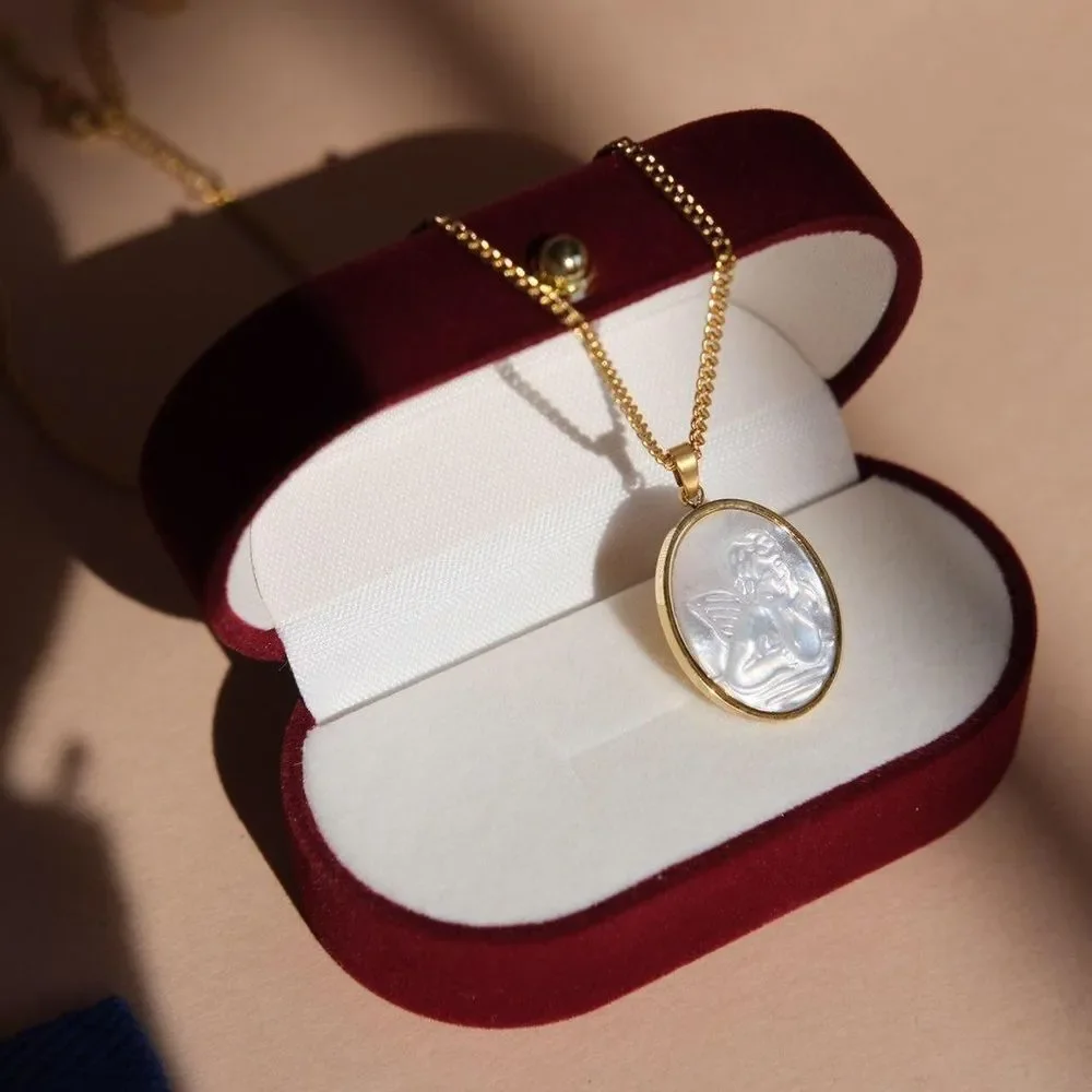 18K Gold Plated Mother of Pearl Angel Necklace
